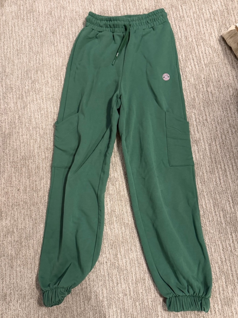Green Cargo Pocket Joggers with Elastic Ankles